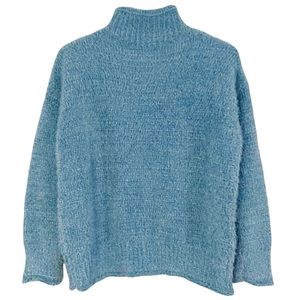 RACHEL ZOE MOCK NECK PERIWINKLE BLUE FUZZY SUPER SOFT PULLOVER SWEATER
